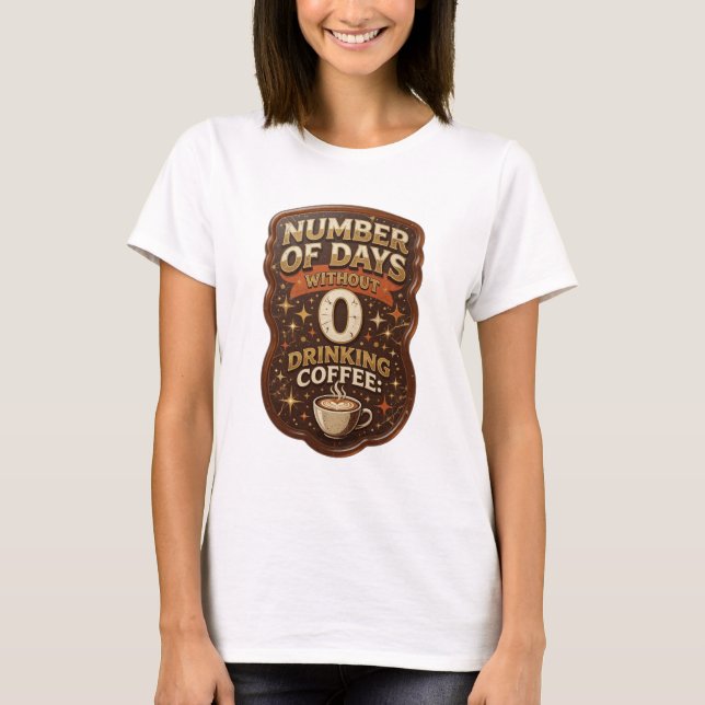 Camiseta Chic Gold NÚMERO DE DIAS SEM BEBER CAFÉ 0 (Frente)