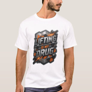 Camiseta Chic Gray com Slogan LIFTING IS MY DRUG