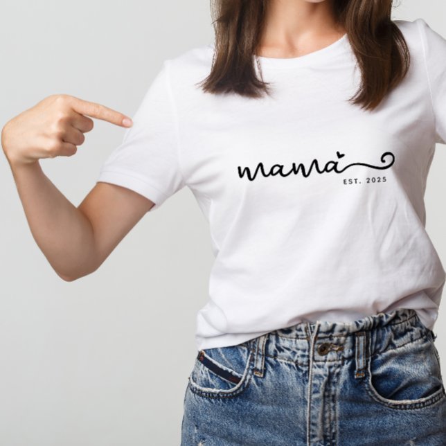 Camiseta Chic Mama Script com Heart Est. Presente de dia de (Criador carregado)