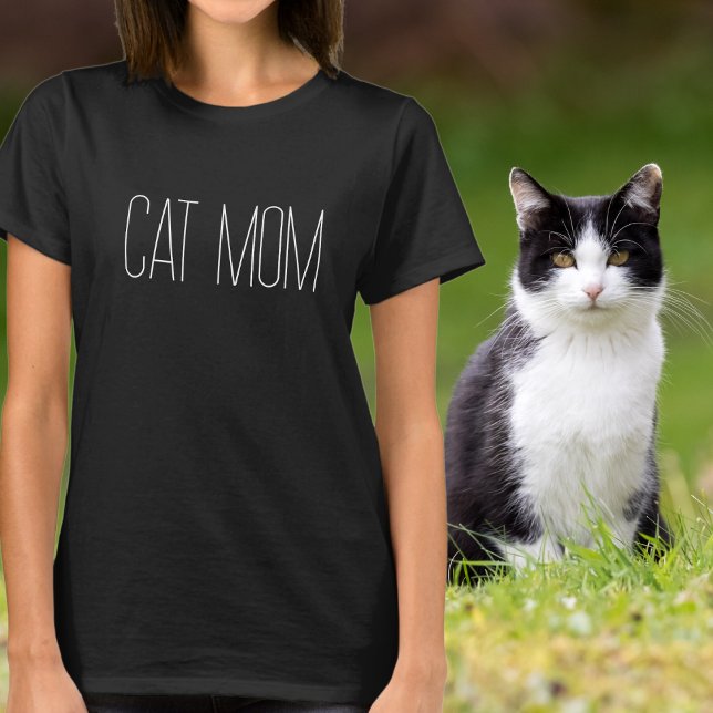 Camiseta Chic Minimalist Cat Mãe (Criador carregado)