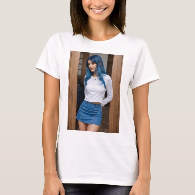 Camiseta Chic Moderno: Elegancia en Azul (Frente)