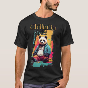 Camiseta Chic Panda Charm Colorida Sentada Panda Art
