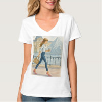 Chic Paris Girl by the Louvre