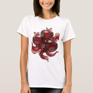 Camiseta Chic Prata TRÊS CORAÇÕES VERMELHOS Design de Texto