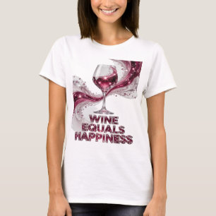 Camiseta Chic Prata VINHO É IGUAL A FELICIDADE Design Perso