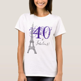 Camiseta Chic Purple 40 e fabulosa Torre Eiffel Paris