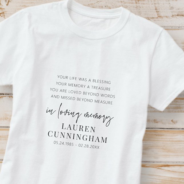 Camiseta Chic Simples Elegante Moderno Memorial (Criador carregado)