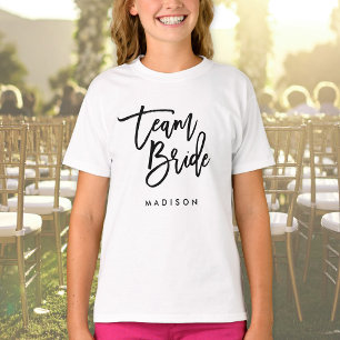 Camiseta Chic Trendy Brush Black Script Team Bride
