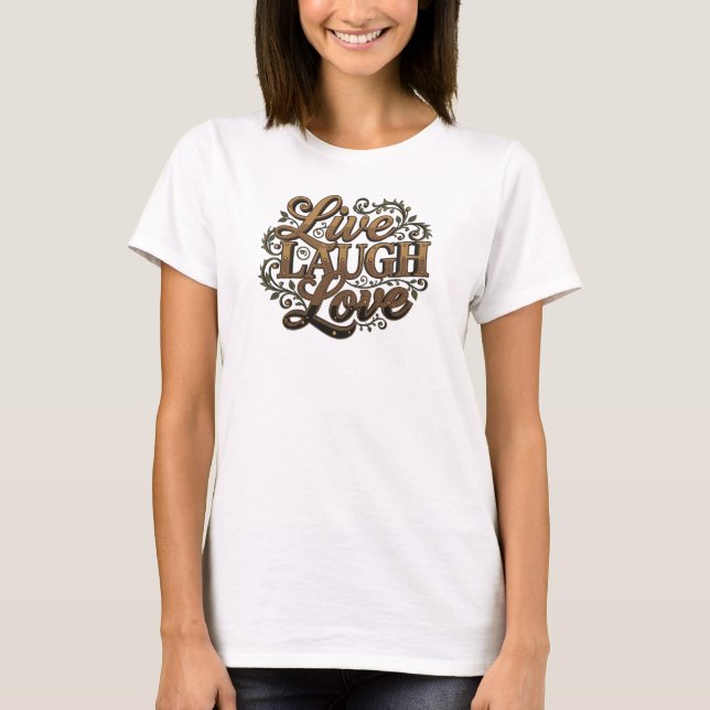 Camiseta Chic VIVER RI R AMAR 2D Estilo de Declaração (Frente)