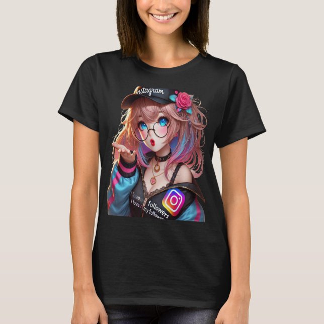 CAMISETA CHICA ANIME MILLY Q AGRADECIENDO A SUS SEGUIDORES (Frente)