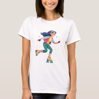 Camiseta Chica Patinando muy Alegre