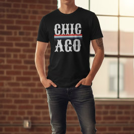 Camiseta Chicago: 80 anos, listras brancas e azuis vermelho