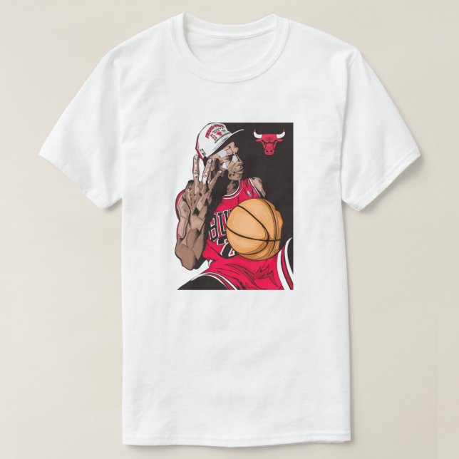 Camiseta Chicago Bulls Basketball Legend Illustration (Frente do Design)