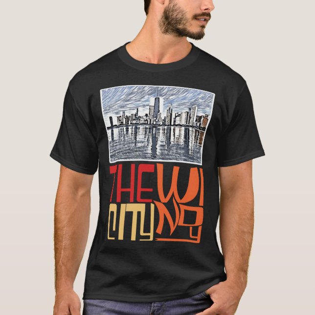 Camiseta Chicago City Skyline  Chicago Skyline Silhouette (Frente)