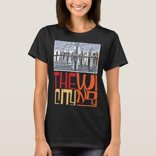 Camiseta Chicago City Skyline  Chicago Skyline Silhouette (Frente)