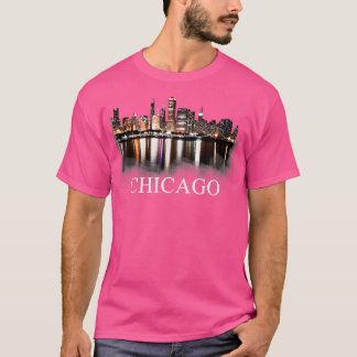 Camiseta Chicago City Skyline Lights No Night Chicago Illin