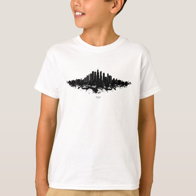 Camiseta Chicago City Skyline Watercolor Black and White (Frente)
