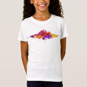 Camiseta Chicago City Skyline Watercolor em Branco