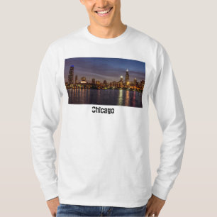 Camiseta Chicago Cityscape Night Long Sleeve T Shirt