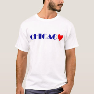 Camiseta Chicago coração vermelho cartas azuis