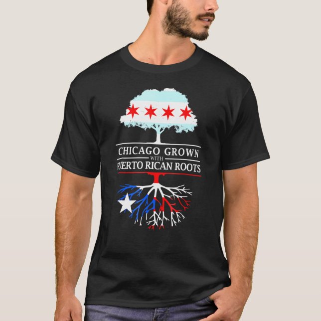 Camiseta Chicago cresceu com as raízes porto-riquenhas Port (Frente)
