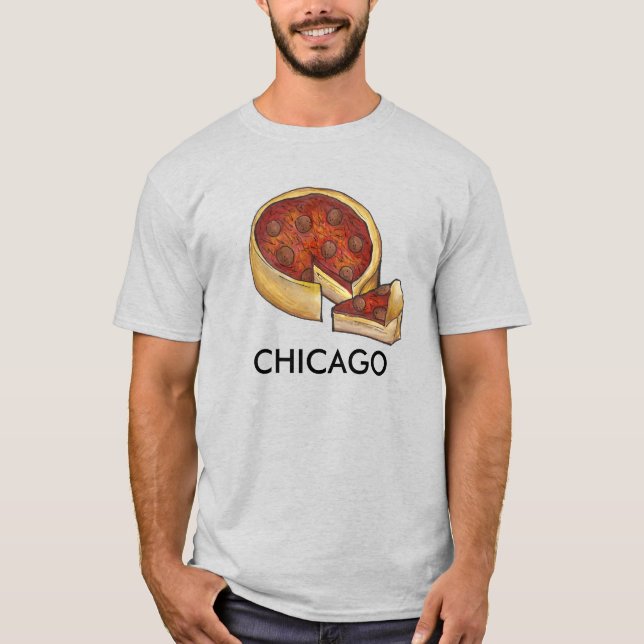 Camiseta Chicago Deep Dish Pepperoni Pizza Pie Comida (Frente)