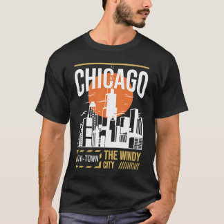 Camiseta Chicago EUA Chicago Skyline I Love Chicago Chi Tow