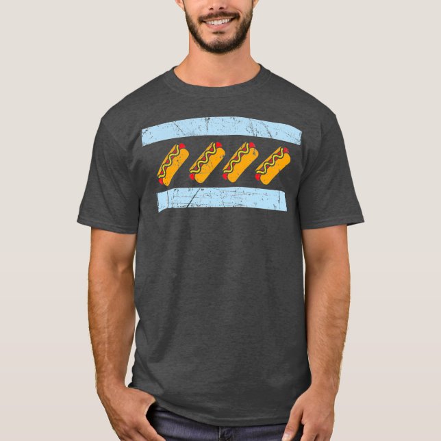 Camiseta Chicago Flag Hotdog Funny Chicago Style Hot Dog (Frente)