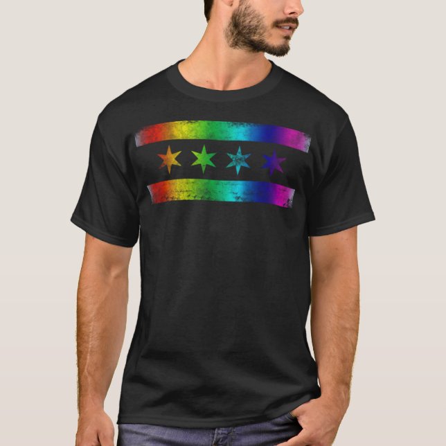 Camiseta Chicago Flag Orgulho gay LGBT Roupa (1) (Frente)
