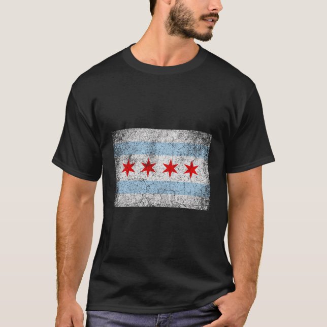 Camiseta Chicago Flag Vintage Style Primavera em Dificuldad (Frente)