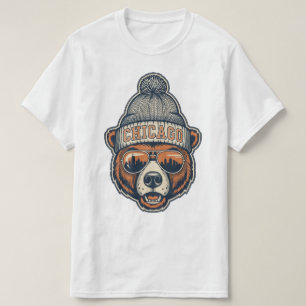Camiseta Chicago Futebol Urso Horizonte   Retro Cidade Vent