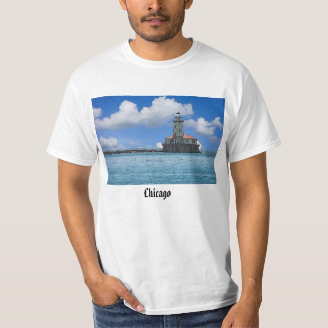 Camiseta Chicago Harbor Lighthouse Painterly (Frente)