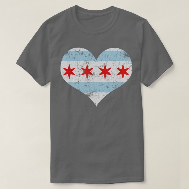Camiseta Chicago Heart Flag Love Home City (Frente do Design)
