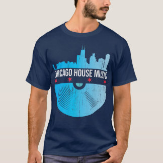 Camiseta Chicago House Music - Skyline Vinyl Record Dj Rave