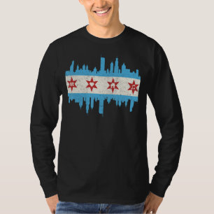 Camiseta Chicago House Music Vintage DJ EDM Flag Skyline Pa