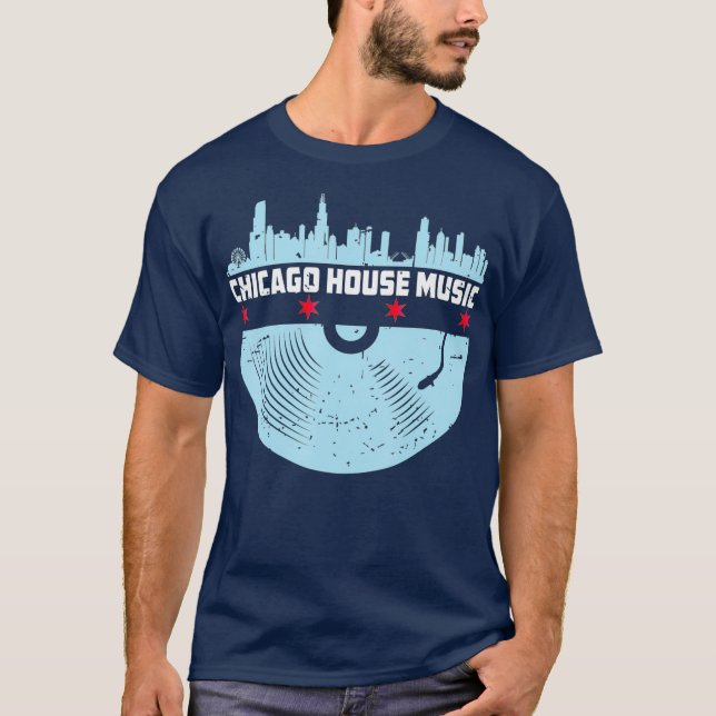Camiseta Chicago House Music - Vinyl DJ Vintage (Frente)