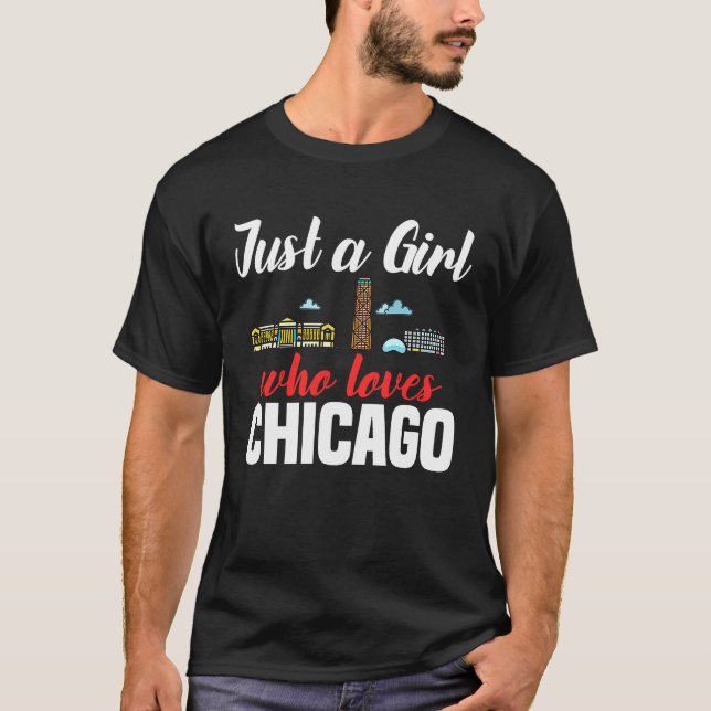 Camiseta Chicago Illinois City Skyline Map Travel (Frente)