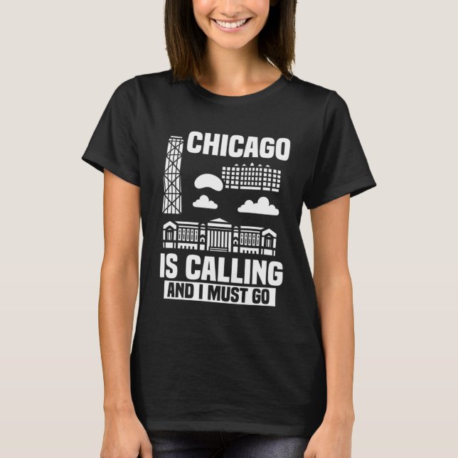 Camiseta Chicago Illinois City Skyline Map Travel (Frente)