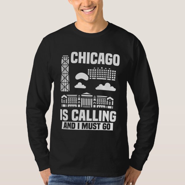 Camiseta Chicago Illinois City Skyline Map Travel (Frente)