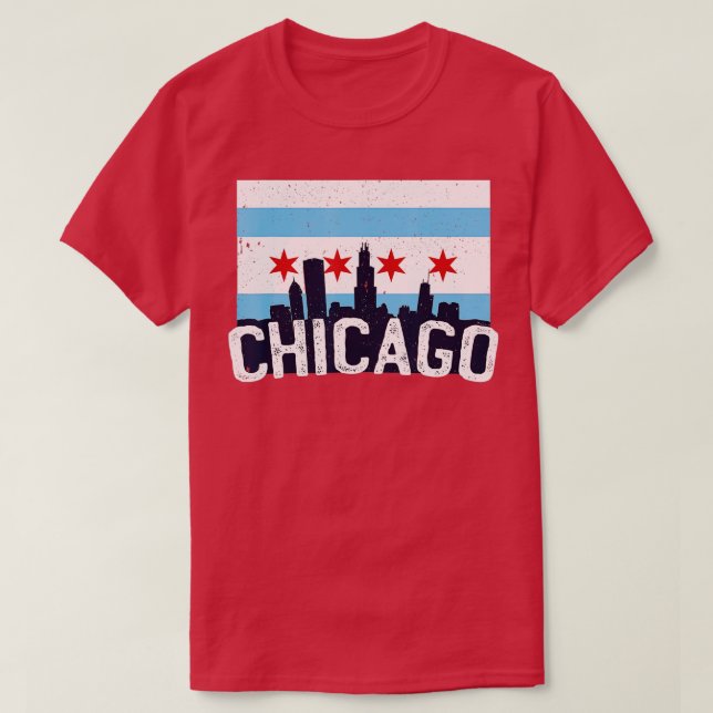 Camiseta Chicago Illinois Flag City Skyline Chi Town Pride (Frente do Design)