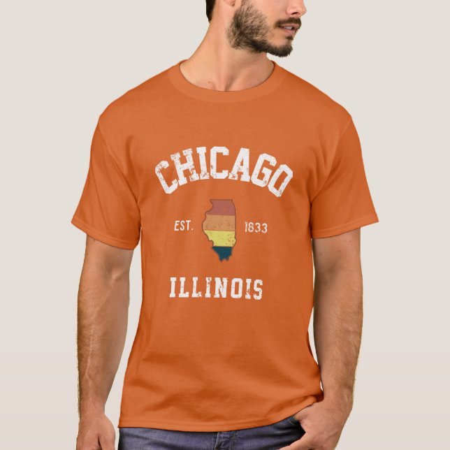 Camiseta Chicago Illinois IL Retro State City ama Illinoi (Frente)