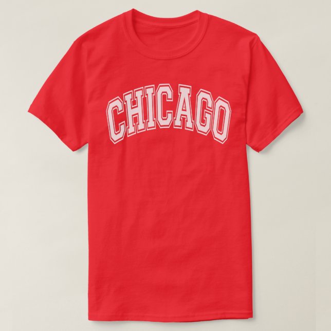 Camiseta Chicago Illinois IL Varsity Style rosa com branco (Frente do Design)