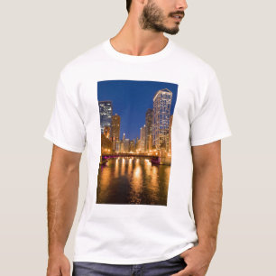 Camiseta Chicago, Illinois, Skyline e Chicago River em