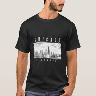 Camiseta Chicago Illinois Skyline Pride Black White Chicago