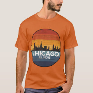 Camiseta Chicago Illinois Skyline Vintage Sunset
