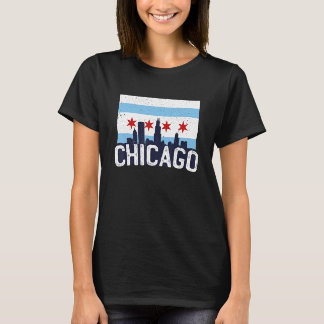Camiseta Chicago Illinois USA City Skyline Silhouette Outli (Frente)