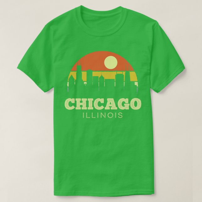 Camiseta Chicago Illinois Vintage Sunset (Frente do Design)
