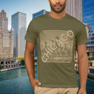 Camiseta Chicago Khaki Tan Name Graphic T-Shirt