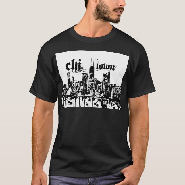 Camiseta Chicago "qui-cidade" pôr sobre para sua cidade (Frente)