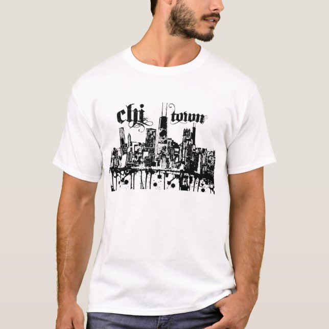 Camiseta Chicago "qui-cidade" pôr sobre para sua cidade (Frente)